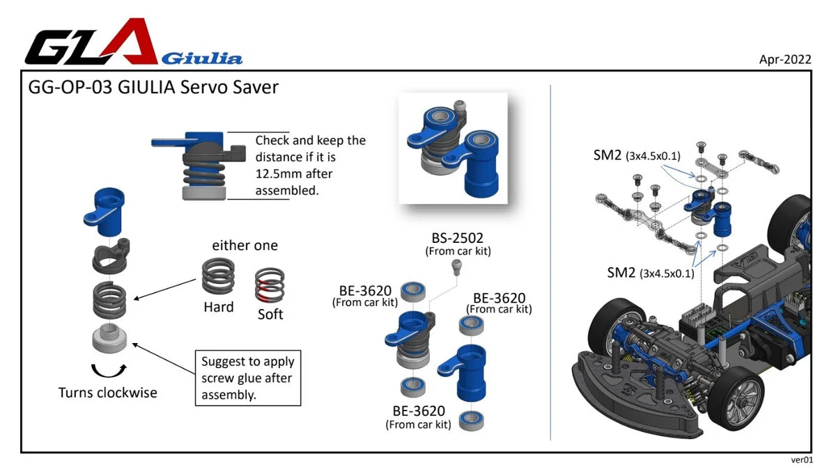 GL Racing - Giulia servo saver set