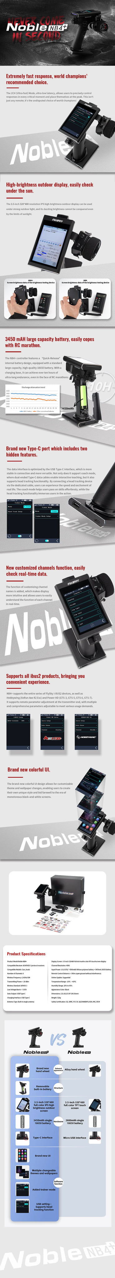 Kyosho Flysky Noble NB4+ AFHDS3 8-Channel 2.4GHz Mini-Z Evo Radio System w/FS-RM005 Module & Mini-Z Evo Receiver