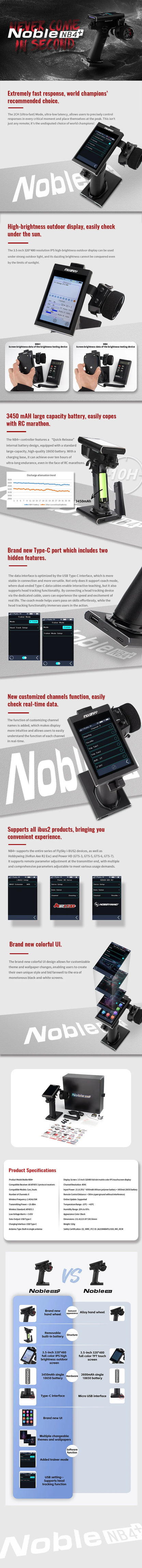 Kyosho Flysky Noble NB4+ AFHDS3 8-Channel 2.4GHz Mini-Z Evo Radio System w/FS-RM005 Module & Mini-Z Evo Receiver