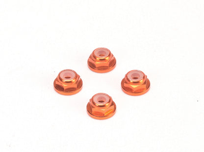 PN Racing Alm. 2mm Flanged Wheel Lock Nut - Orange