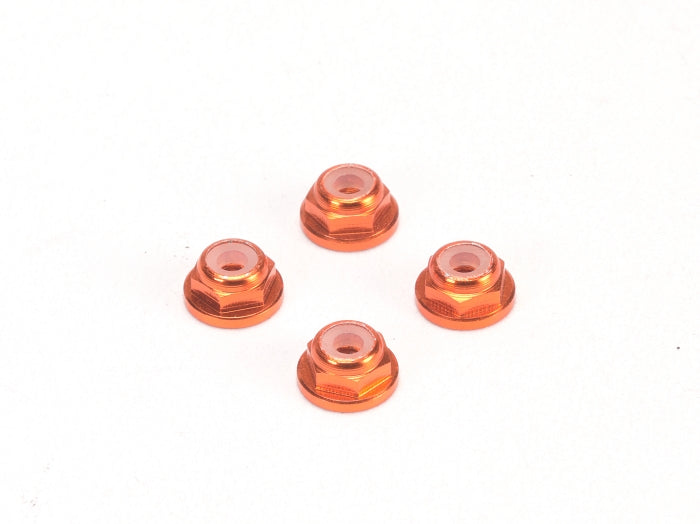 PN Racing Alm. 2mm Flanged Wheel Lock Nut - Orange