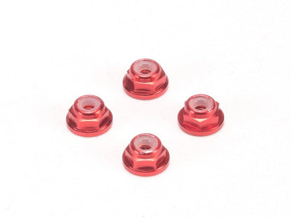 PN Racing Alm. 2mm Flanged Wheel Lock Nut - Red