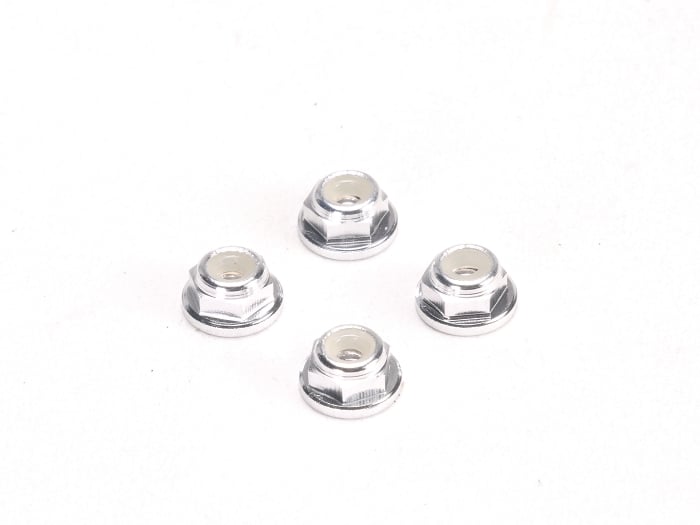 PN Racing Alm. 2mm Flanged Wheel Lock Nut - Silver