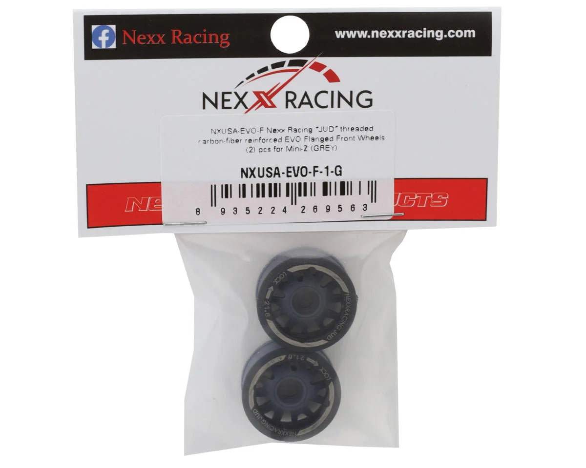 NEXX Racing Mini-Z RWD "JUD" EVO Front Threaded Side-Wall Carbon Fiber Rims (-1mm Offset) (Grey) (2)