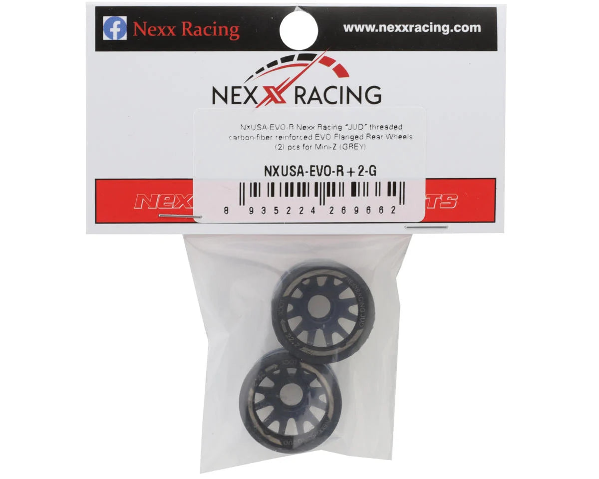 NEXX Racing Mini-Z RWD "JUD" EVO Rear Threaded Side-Wall Carbon Fiber Rims (2mm Offset) (Grey) (2)